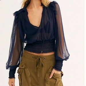 Free People Twyla top- Dark Navy- fits tts